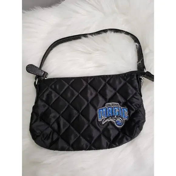 Retro ORLANDO MAGIC quilted black wristlet -purse handbag y2k‎ style