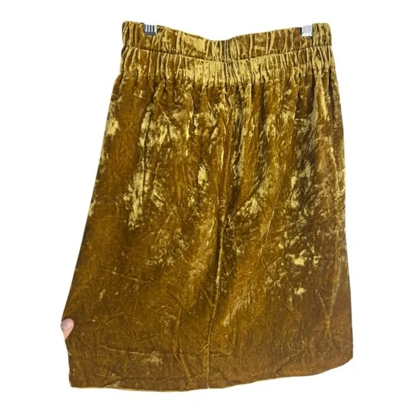 J Crew  Luxe Velvet Pull-On Skirt Vintage Gold XS STRETCHY PENCIL SKIRT
