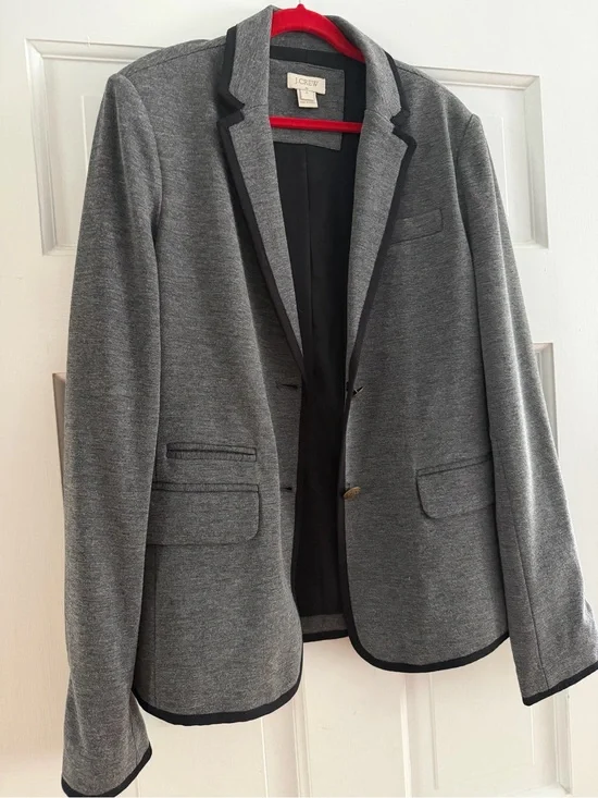 J. Crew Women’s  Gray Knit Blazer with Black Trim
