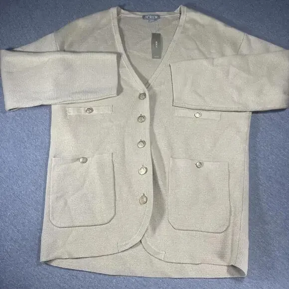 New JCREW Woman’s Size S V-neck Sweater Blazer in Beige BX466 LKH Color