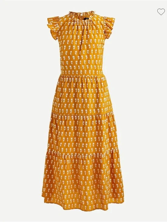 NWT JCrew Tiered cotton voile dress in floating sunflowers - XL