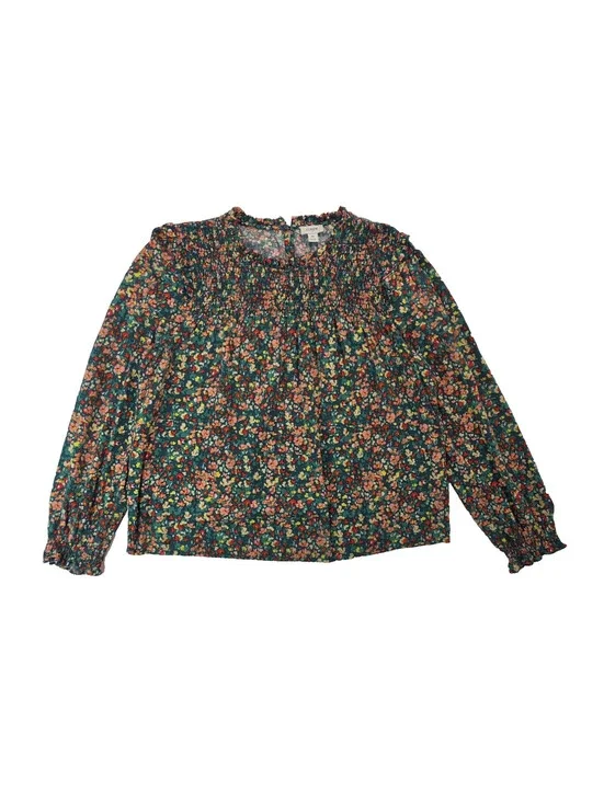 J Crew Floral Smockeed Ruffleneck Top Blouse Womens Size Medium M