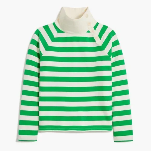 J. Crew Striped wide button-collar pullover sweatshirt in lightweight terry L
