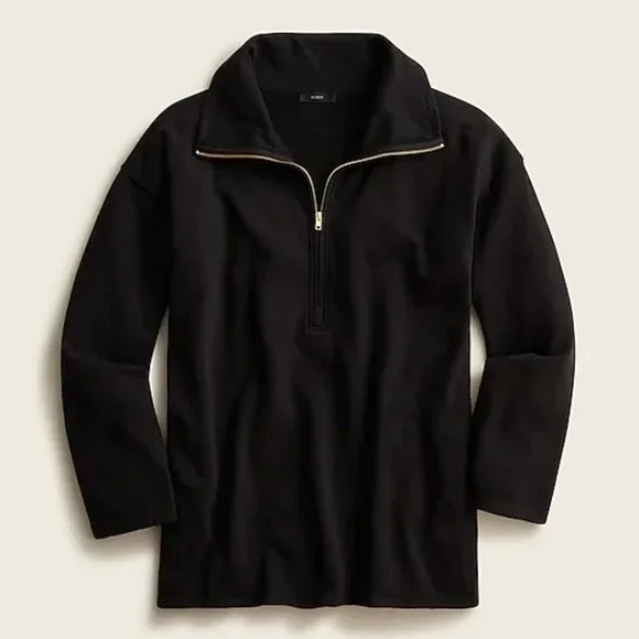 J. Crew University terry long half-zip tunic XL