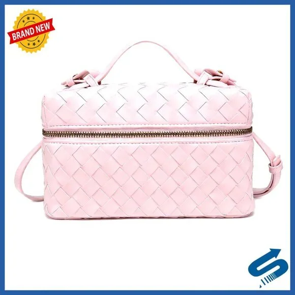 Mini Woven Crossbody Bag Square Box Purse Top Handle Tote Y2K Retro Chic
