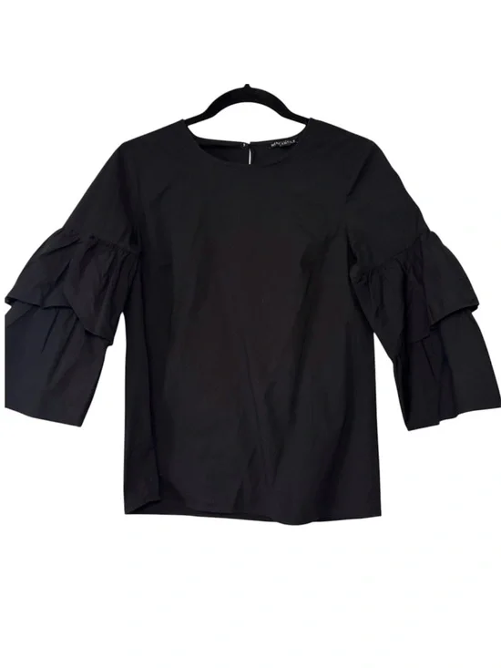 J.Crew Mercantile Women’s Tiered Bell Sleeve Blouse Black Size 4