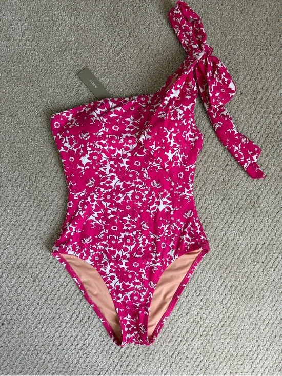 Jcrew floral one shoulder swimsuit