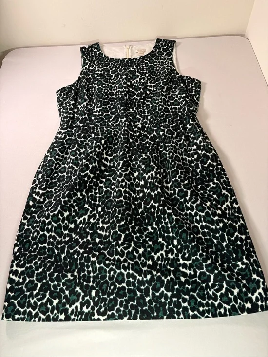J. Crew Black, White & Teal Leopard Sheath Dress