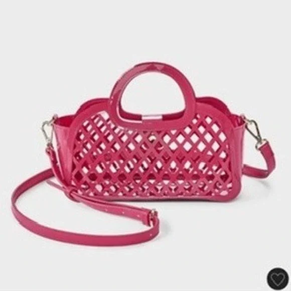 A New Day Jelly Mini Cage Tote Crossbody Bag Womens OS Magenta Pink NWT
