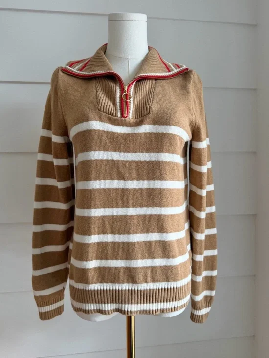J. Crew Quarter Zip Striped Sweater XS