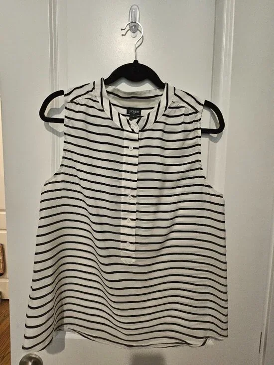 J Crew black & white top, 12