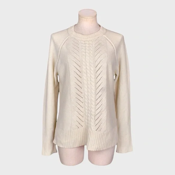 J Crew 100% Wool Cable Knit Crewneck‎ Sweater