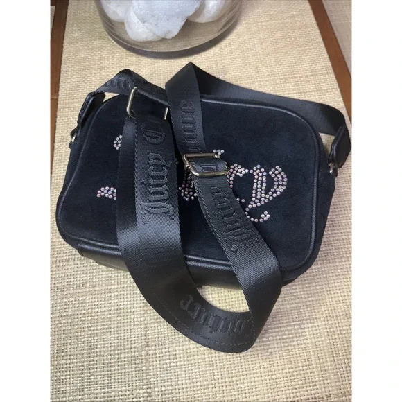 Juicy Couture Obsession‎ Crossbody Camera Bag Black Velour NWOT