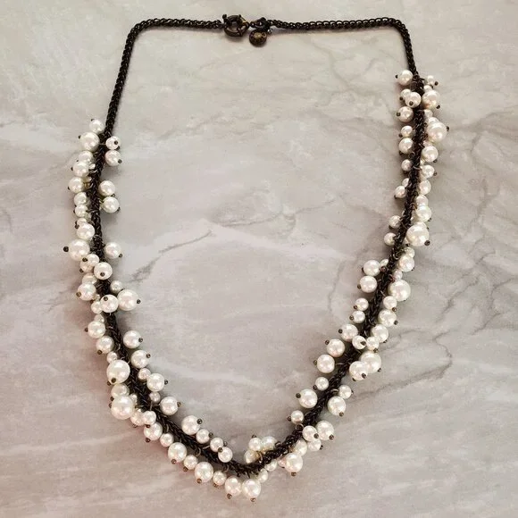 💕 J.Crew Pearl Cluster Antiqued Necklace 💕