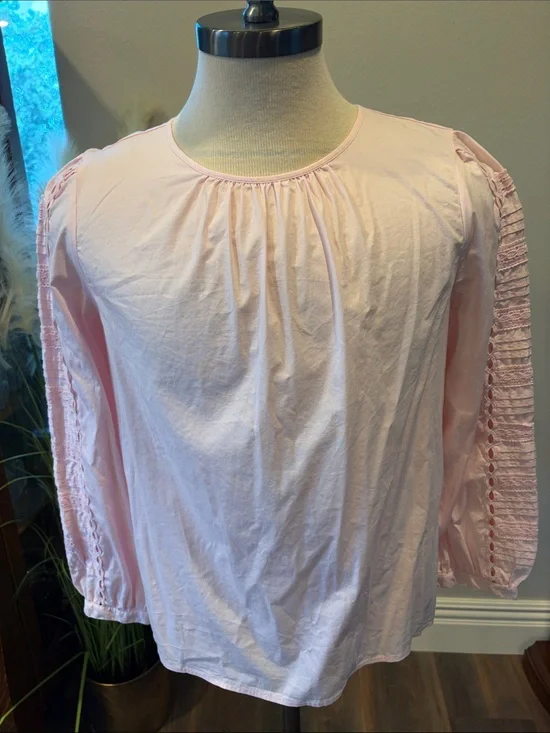 J. CREW Light Pink Long Sleeve Blouse - Large
