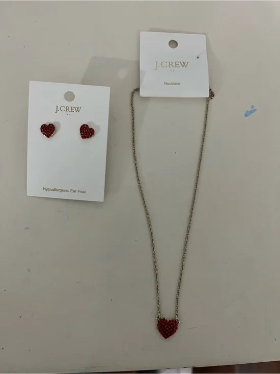 J.Crew Heart Necklace and earring set