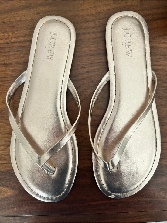 J.Crew Metallic Gold Flip Flop Sandals