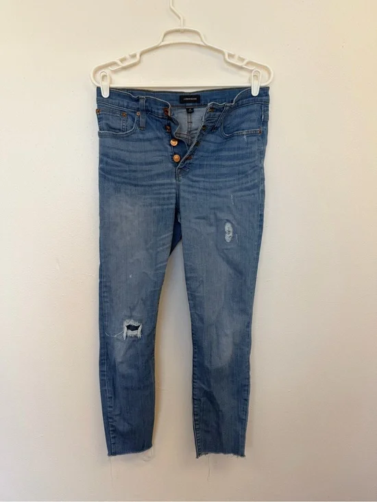 J. Crew Mid Blue Distressed Ankle Jeans