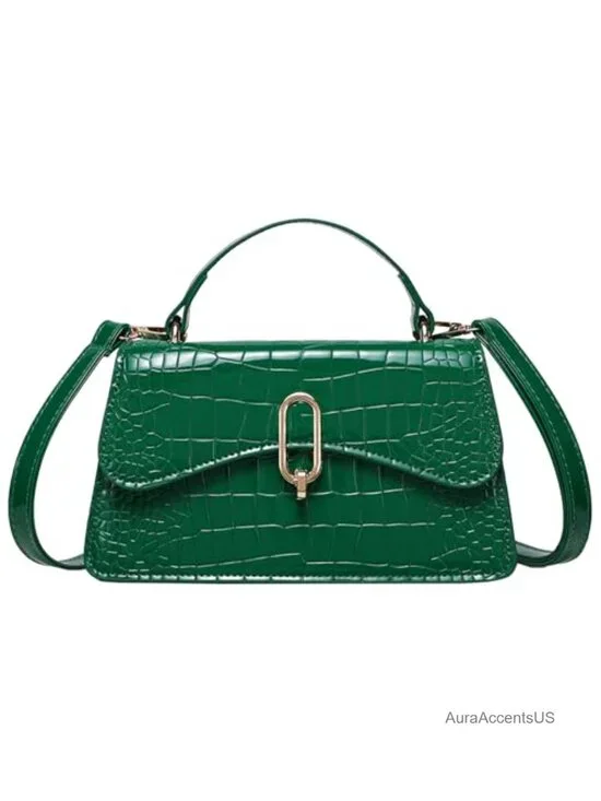 Mini PU Leather Crossbody Bag with Twist Lock, Small Satchel Purse