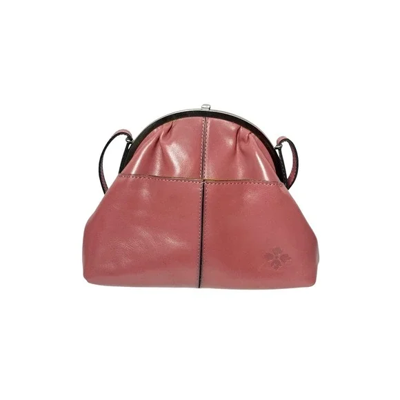 PATRICIA NASH Silvia Frame Bag Dusty Rose Leather & Knit Kiss Lock Crossbody