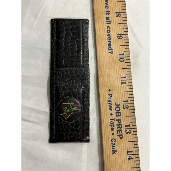 Vintage‎ Salem Cigarettes Black Leather Magnetic Money Clip