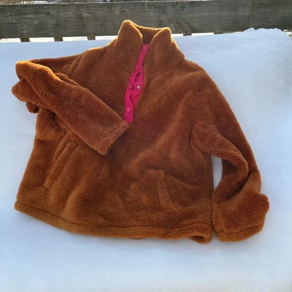 J. Crew Brown Fleece with Pink Trim​​