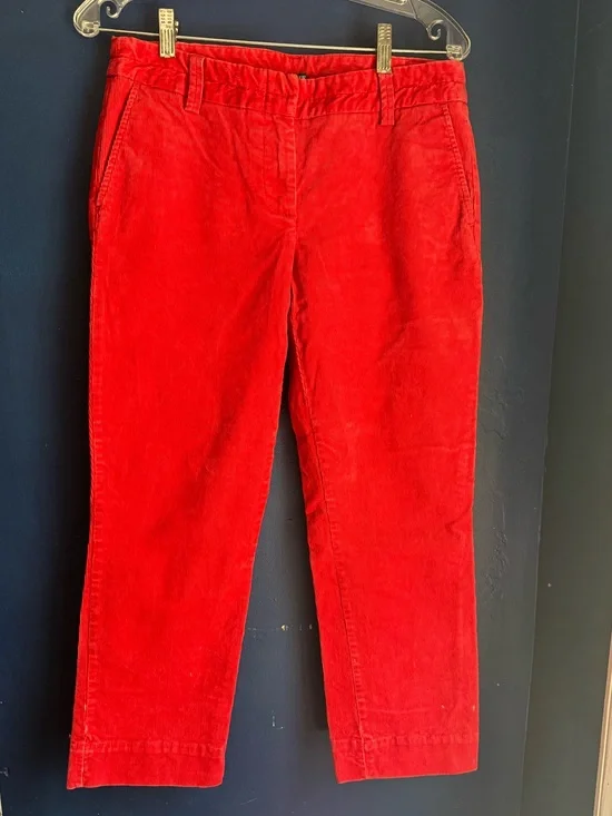 J. Crew Women’s Bright Red Corduroy Stretch Pants