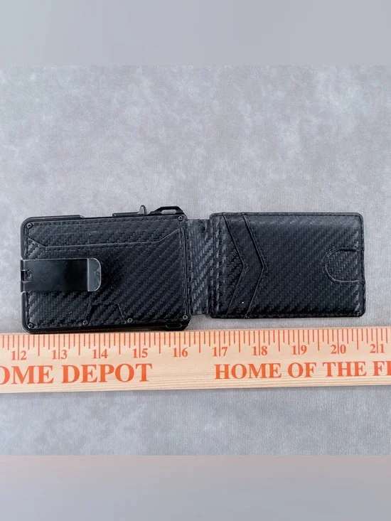 Carbon-Fiber Textured Black Money Clip Wallet for Men
