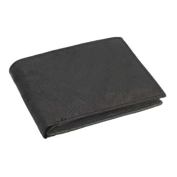 PASSAGE Black Genuine Leather RFID Bi-Fold Wallet