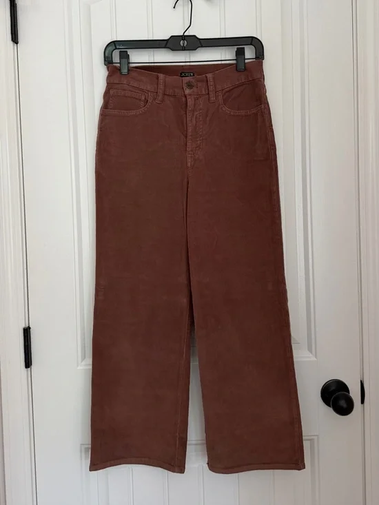 J. Crew Wide-Leg Corduroy Jeans in Rust Brown