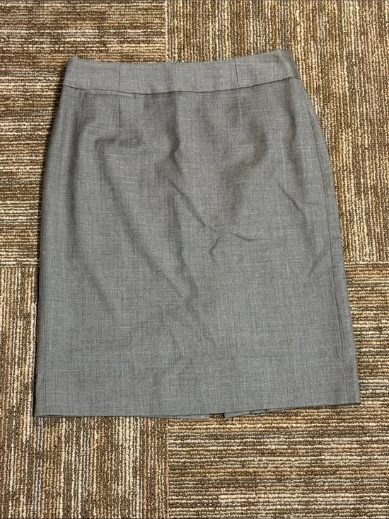 J. Crew 100% Wool Super 120s Grey Pencil Skirt