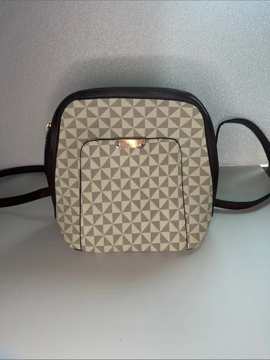 Beige Geometric Crossbody Bag - Unbranded
