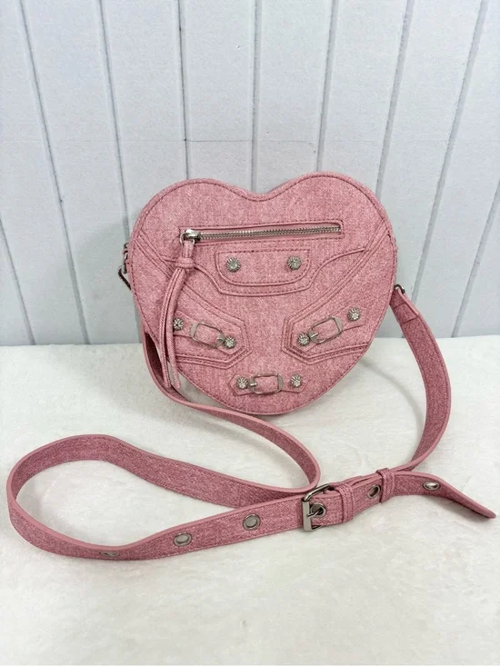 Le Miel Pink Heart Crossbody Bag Studded Buckle Y2K  Purse