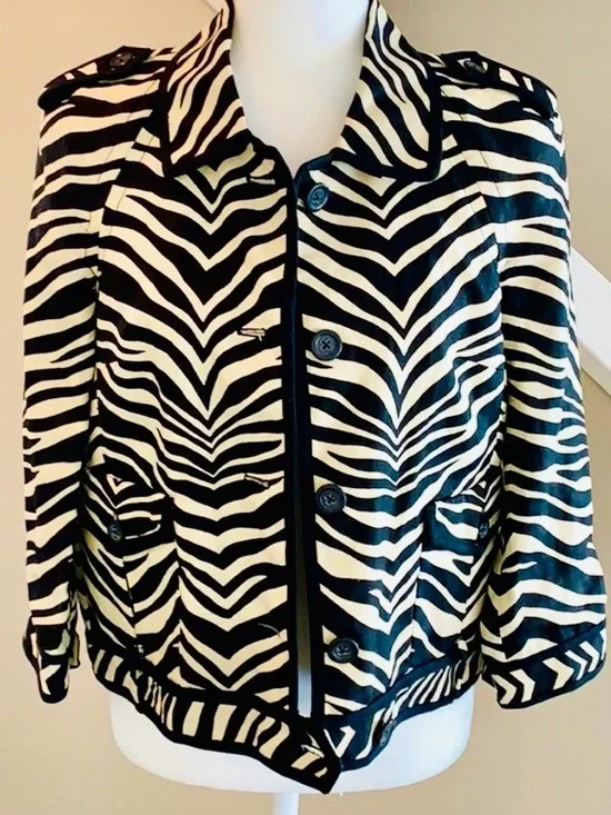 J. Crew Collection Linen Zebra-Print Bomber Jacket