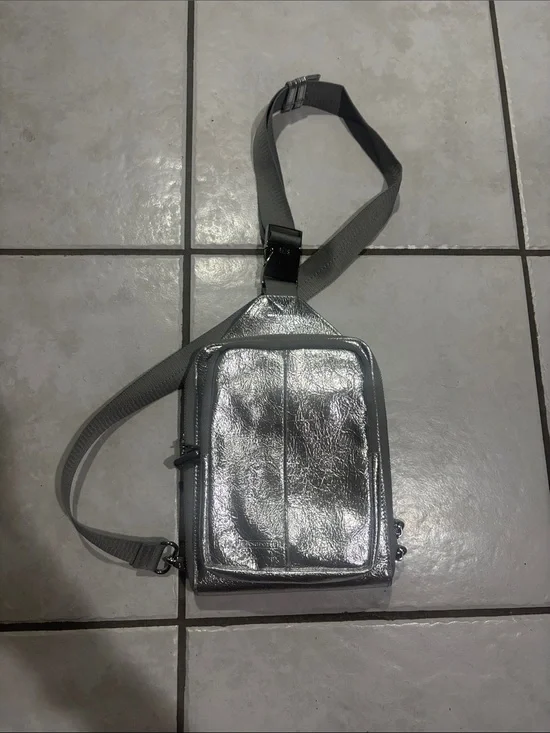 BEIS x Chipotle Metallic Silver Crossbody Sling Bag