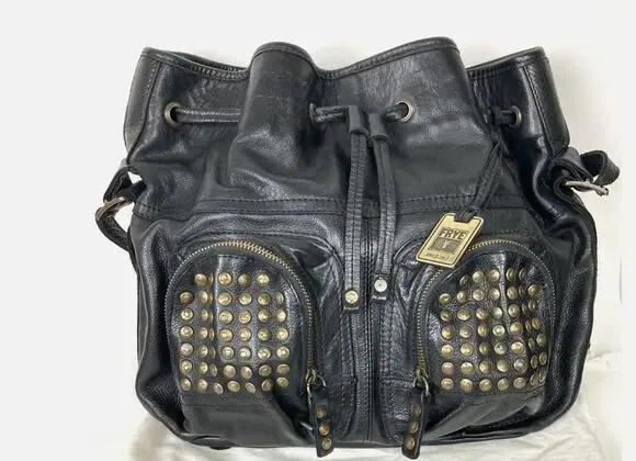 FRYE BROOKE LEATHER STUDDED HANDBAG $378