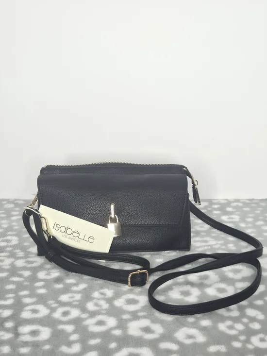 Isabelle Los Angeles Crossbody Bag — Black with Gold Hardware