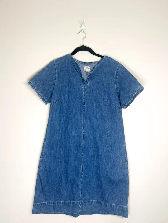 J. Crew Blue Denim Short-Sleeve Shift Dress