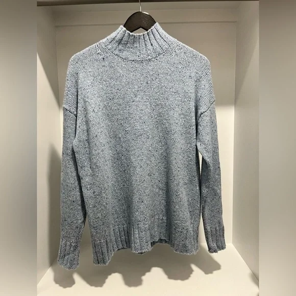 J. Crew Relaxed Turtleneck Sweater in Donegal Wool light blue CE715 cozy XS