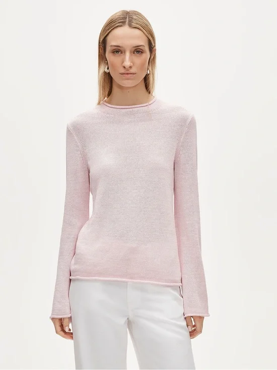J. Crew Summer Rollneck sweater linen blend in Peppermint Ice Pink Size Medium