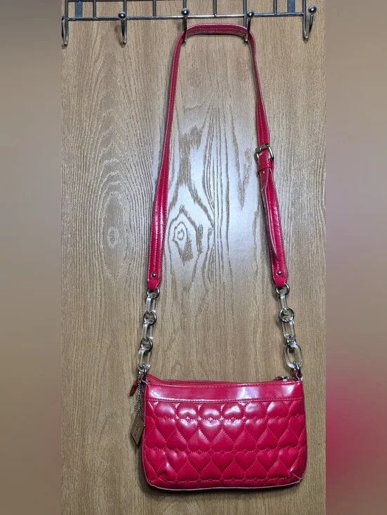 Lulu Guinness Red Heart-Shaped Quilted Crossbody Bag