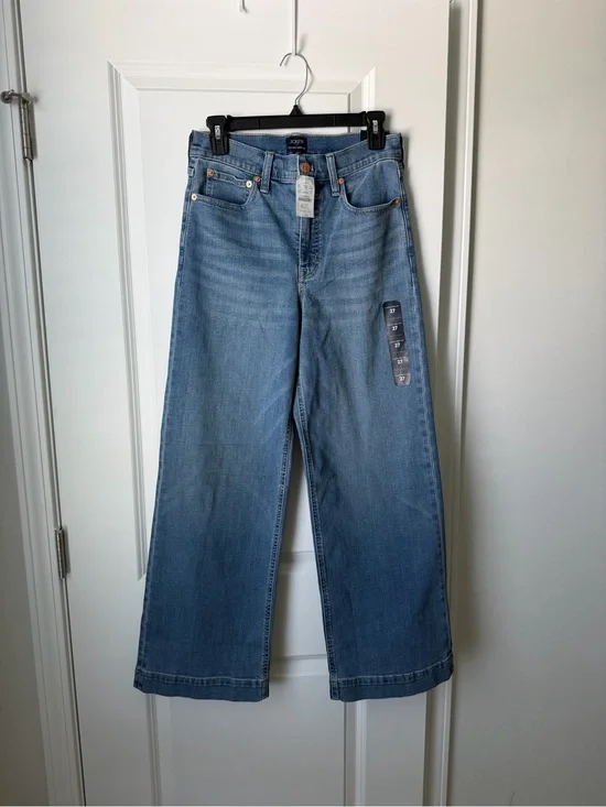 NWT J.CREW Classic Wide-Leg Medium Wash Jeans Stretch Size 27