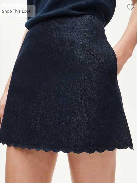 Dark Navy Scalloped Hem Mini Skirt, 8