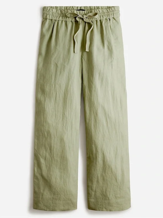 J.Crew Wide-leg seaside pant in linen Faded Pistachio Size XS