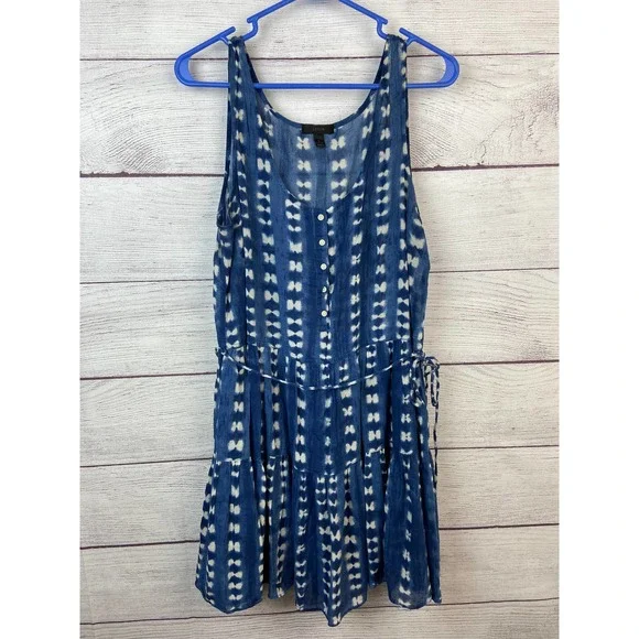 J. Crew large button front tie dye ruffle dress