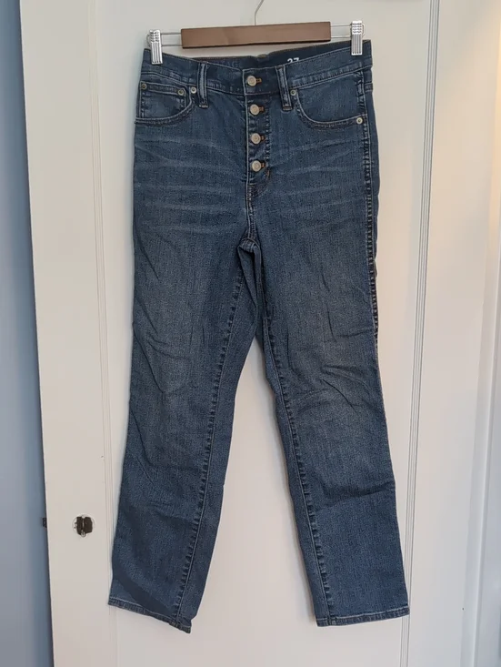 J. Crew Dark Blue High-Rise Button-Fly Jeans