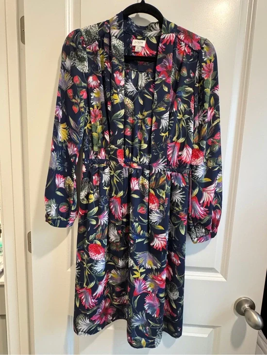 J. Crew Navy Tropical Dress