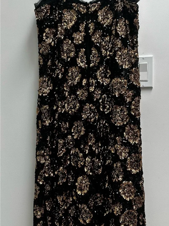 J Crew Black and Gold Sequined Cocktail Dress