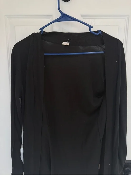 J Crew Black Open Front Lightweight Cardigan