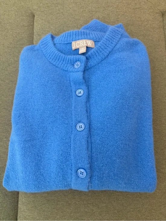 J. Crew Bright Blue Button-Front Wool Cardigan